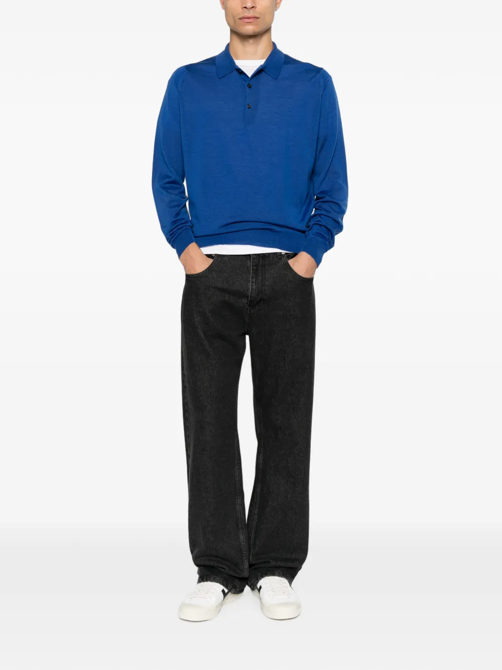 John Smedley Belper polotrui met lange mouwen Blauw