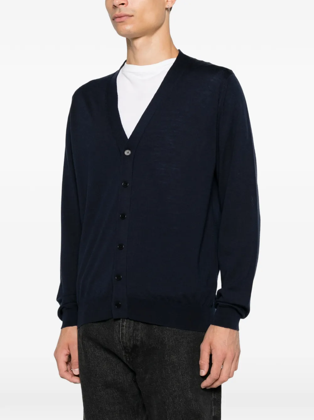 John Smedley Bradrick vest met V-hals Blauw