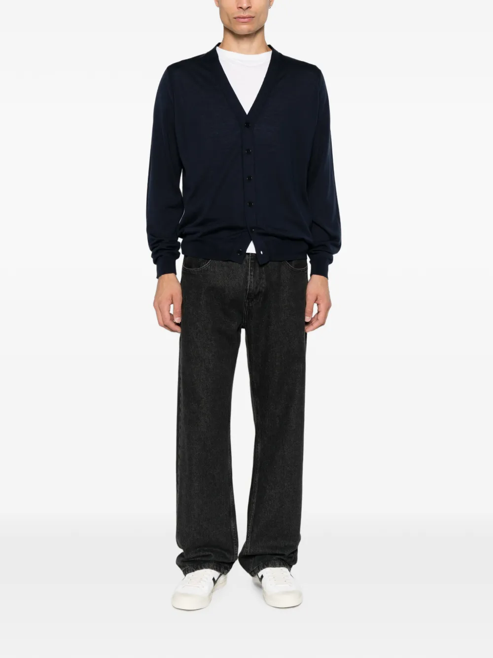 John Smedley Bradrick vest met V-hals Blauw