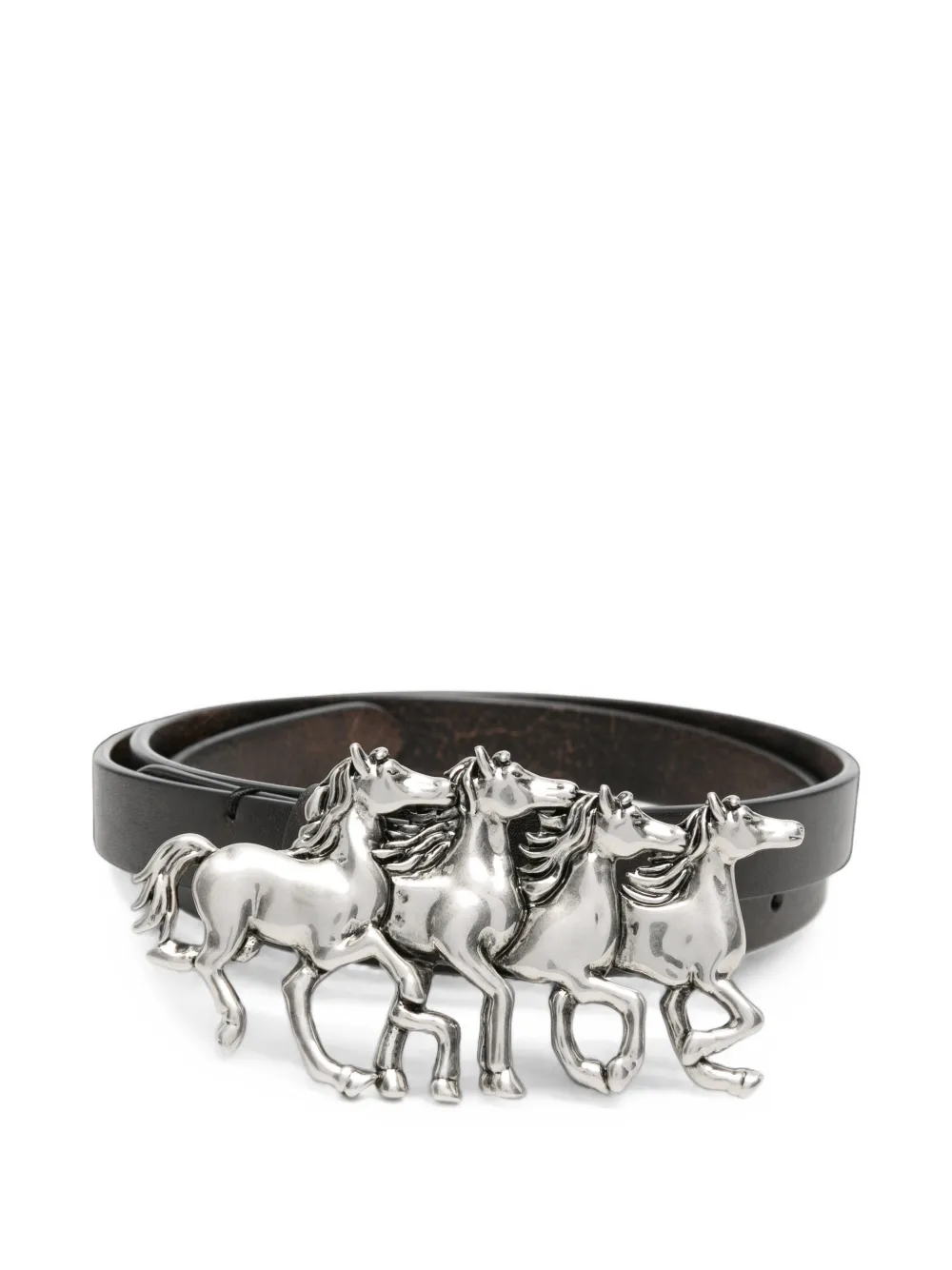 Chloé horse-buckle leather belt - Marrone