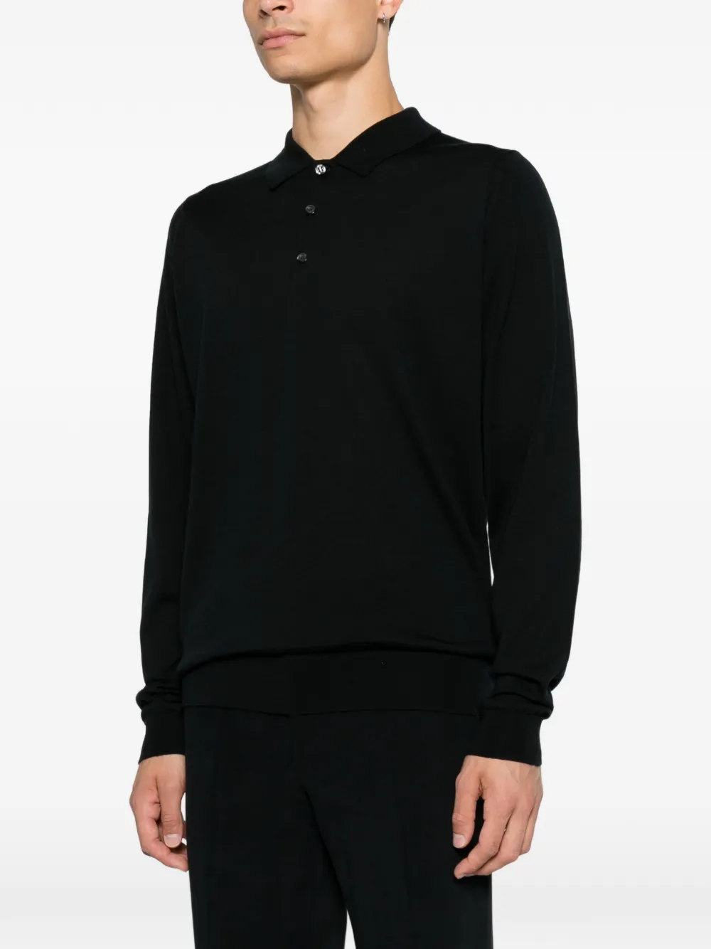 John Smedley Belpert polotrui met lange mouwen Zwart