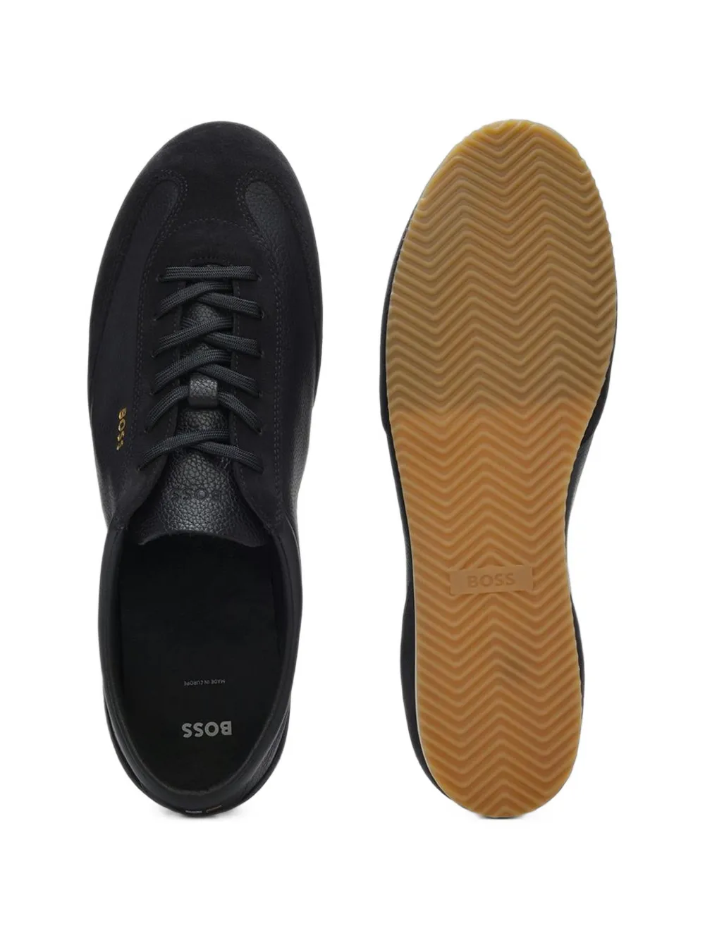 BOSS Leren sneakers met suède afwerking Blauw
