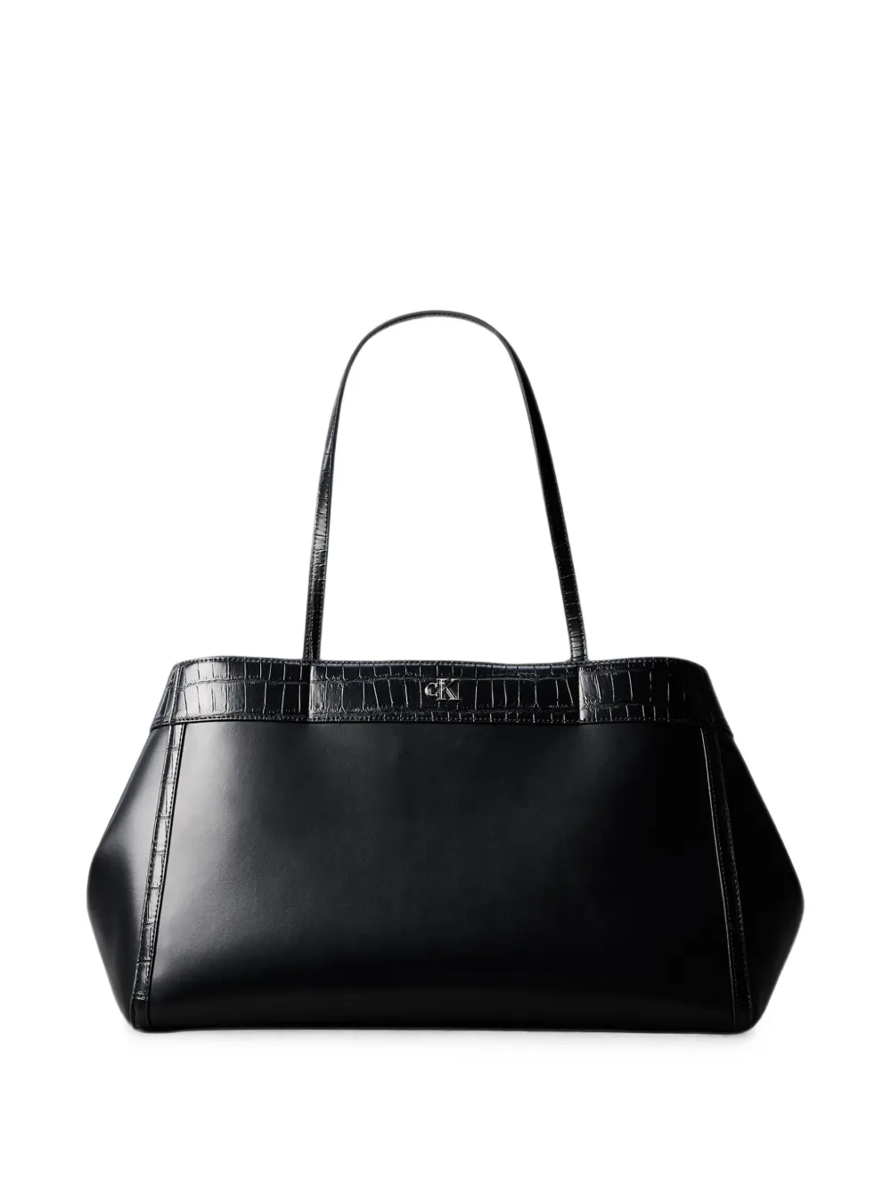 Calvin Klein large Monogram croc-effect trim tote bag - Nero