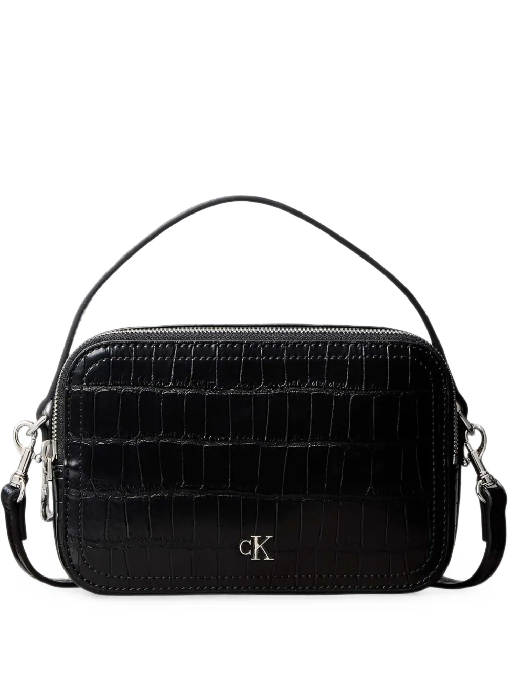 Calvin Klein Monogram croc-effect shoulder bag - Nero