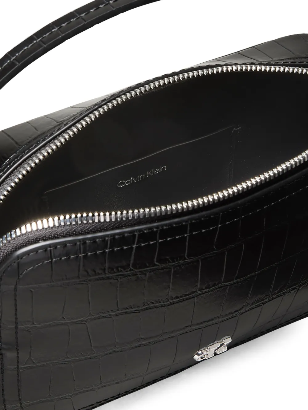 Calvin Klein Schoudertas met krokodillen-effect en monogram Zwart