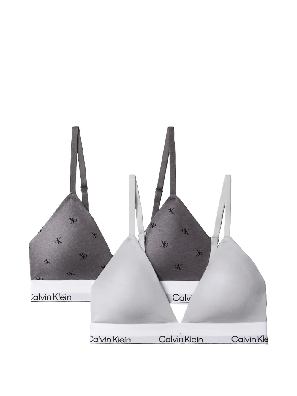 Calvin Klein logo-print triangle bras (set of two) - Grigio
