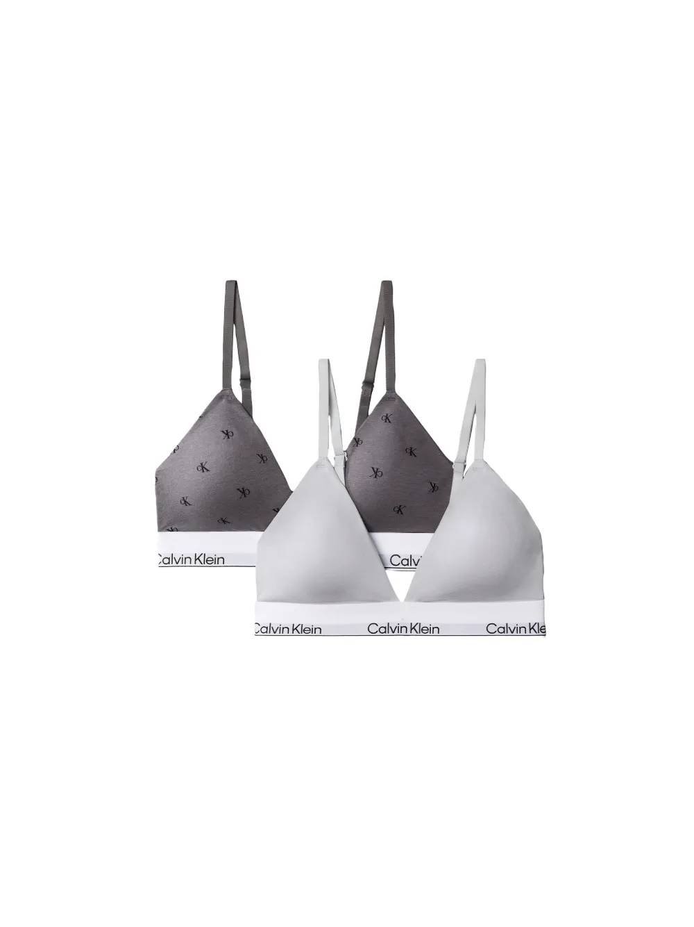 Calvin Klein Twee triangel bh's met logoprint Grijs