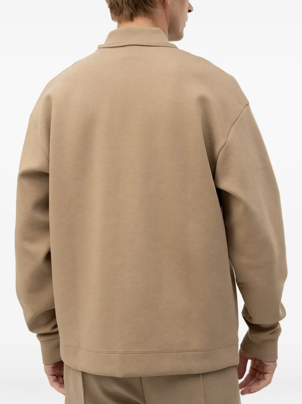 HUGO Sweater van katoenblend met polokraag Beige