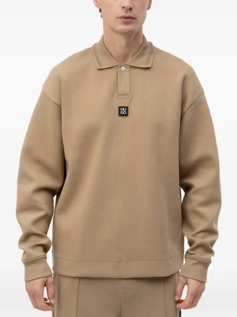 HUGO structured cotton-blend sweatshirt with polo collar