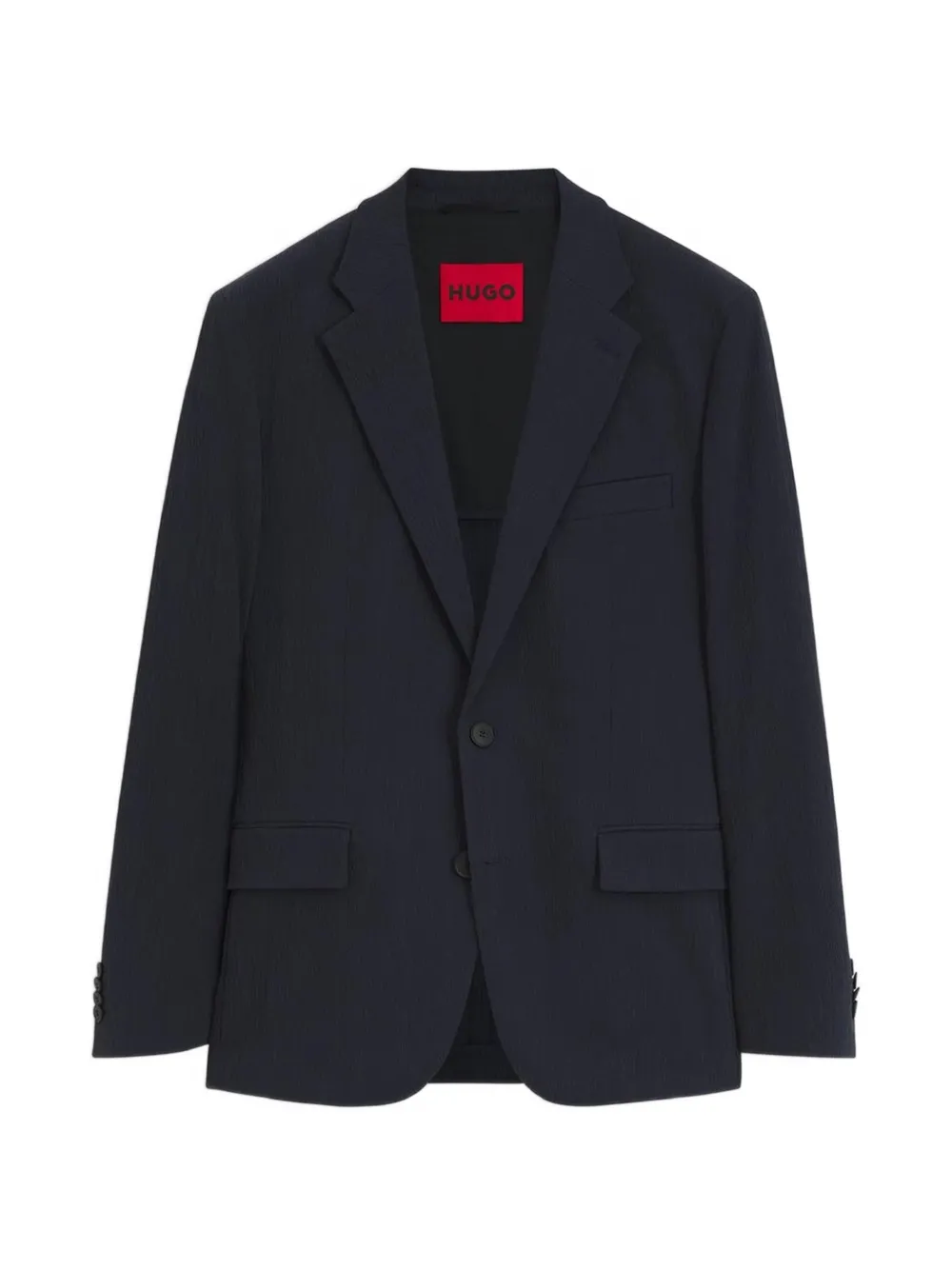 HUGO slim-fit suit jacket in performance-stretch seersucker - Blu