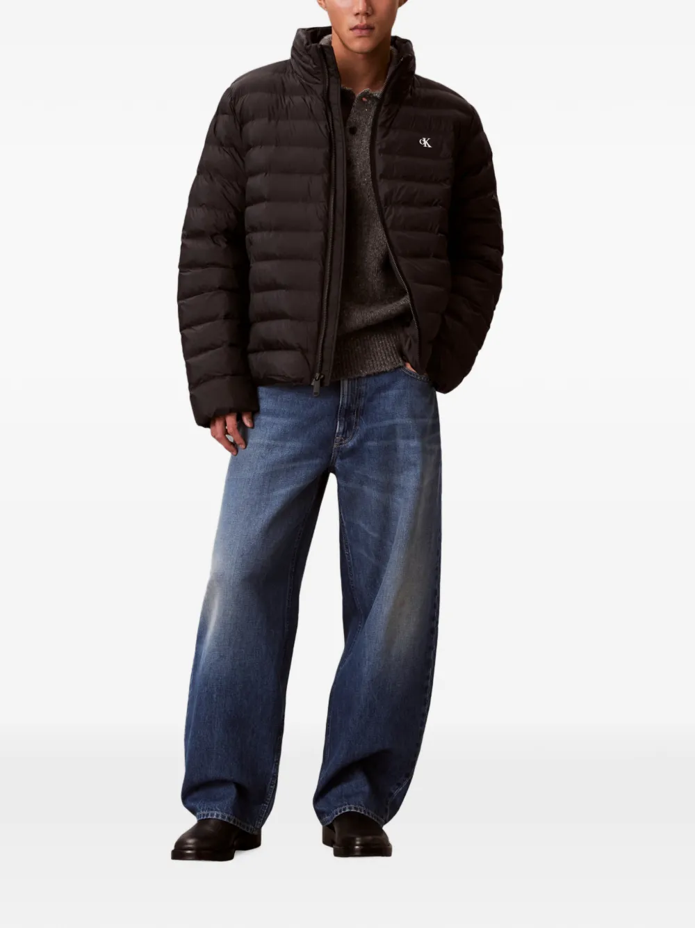 Calvin Klein quilted logo-print jacket - Schwarz