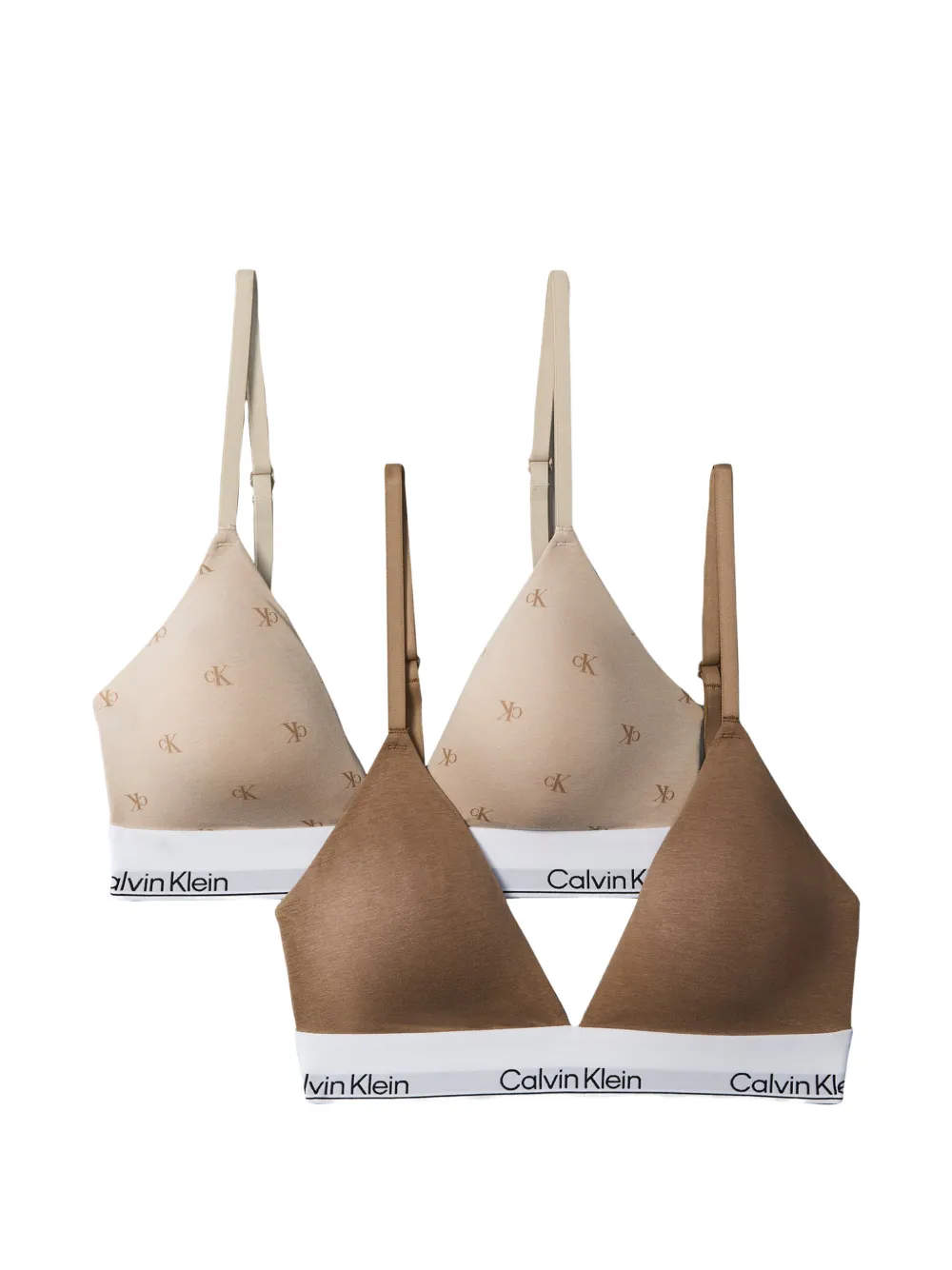 Calvin Klein logo-print triangle bras - Toni neutri