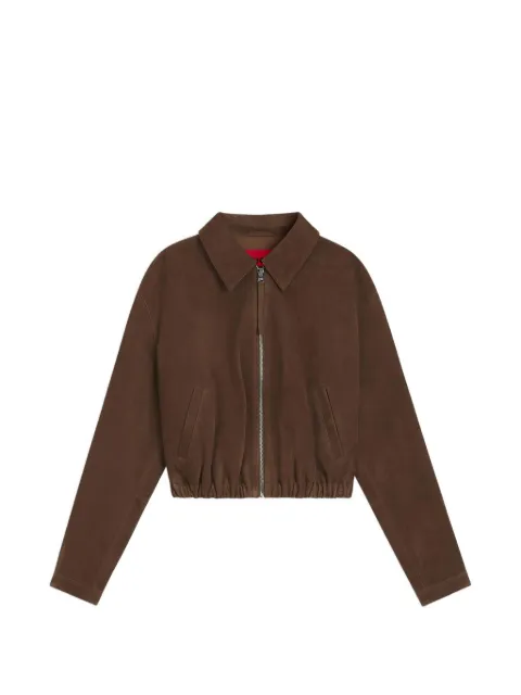 HUGO suede jacket with gathered hem