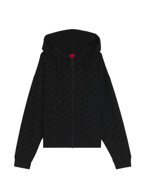 HUGO Relaxed-fit hooded jacket with flocked-logo print