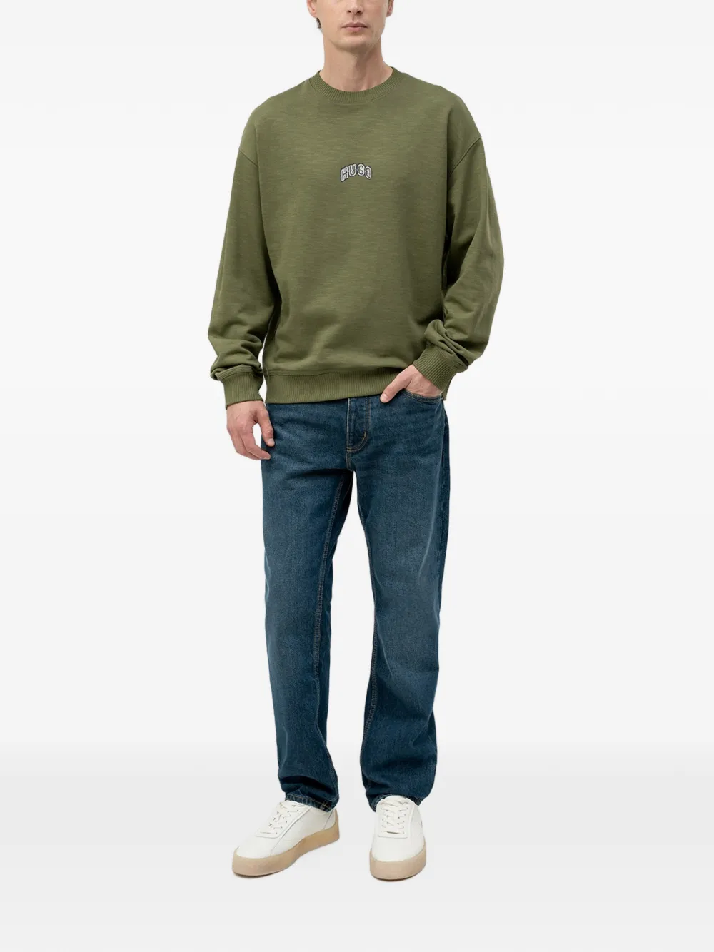 HUGO Sweater met geborduurd logo Groen