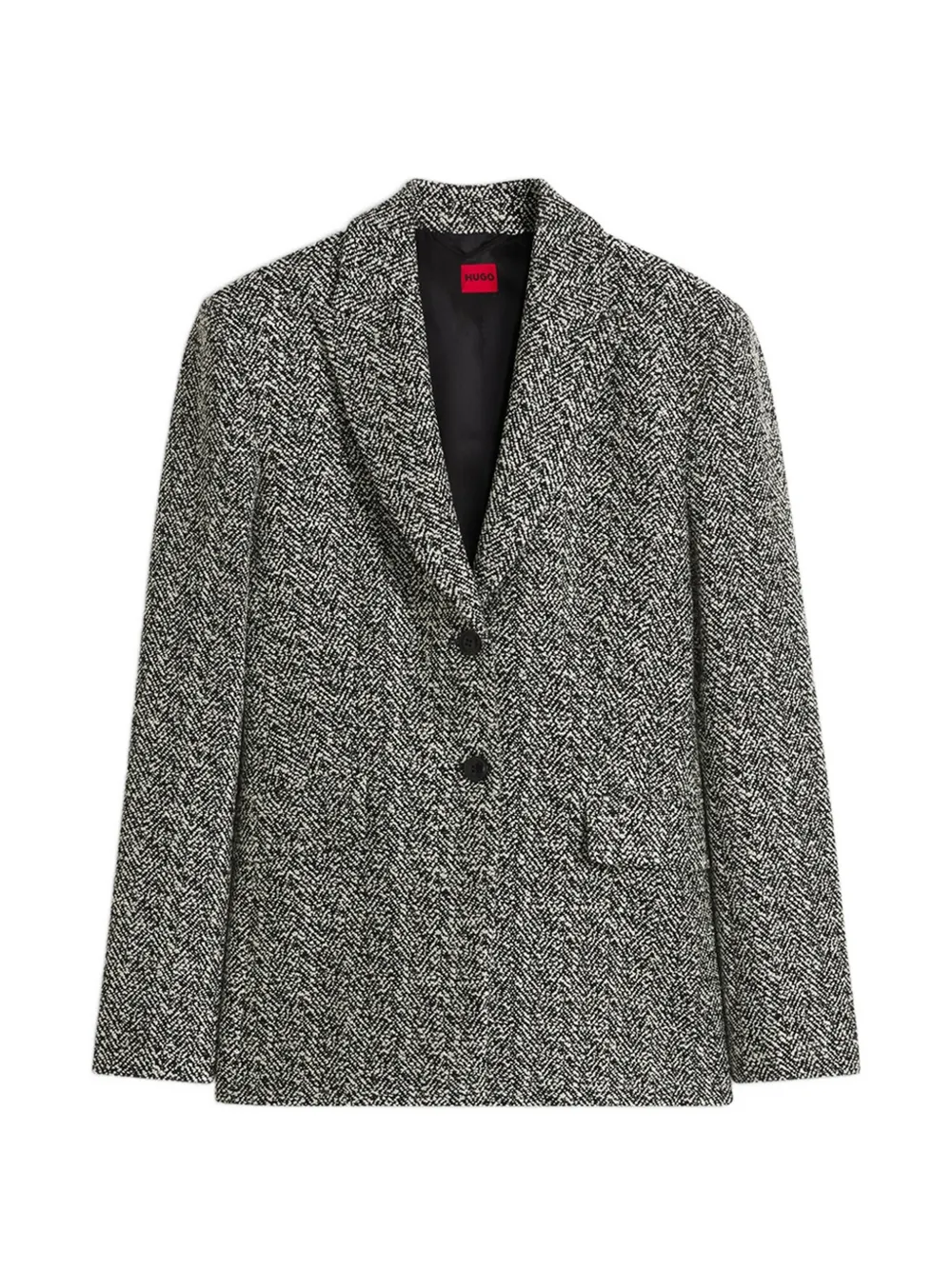 HUGO Regular-fit blazer met visgraatpatroon Zwart