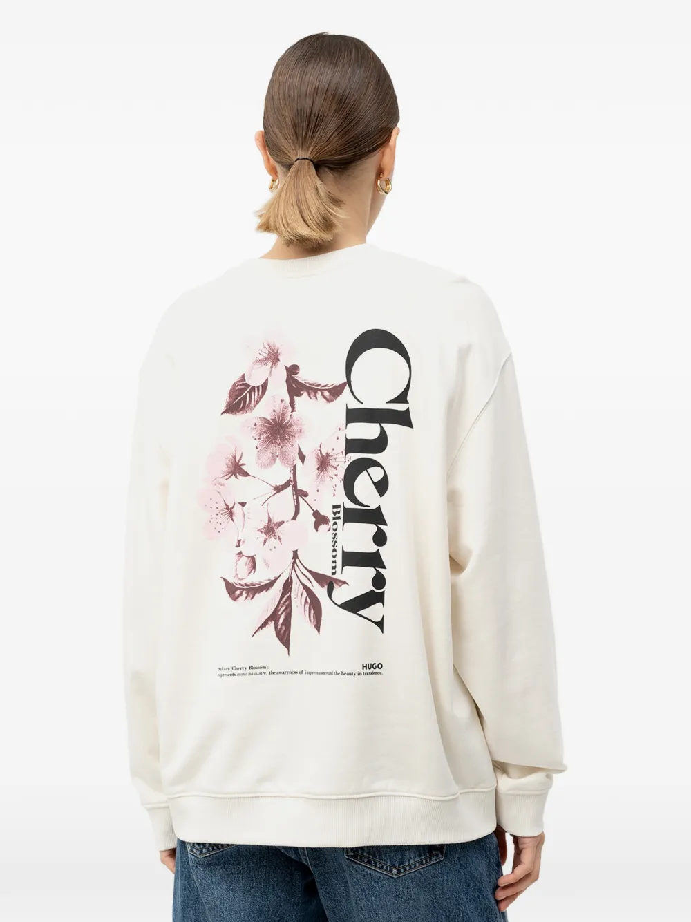 HUGO Sweater met kersenbloesem-print Beige