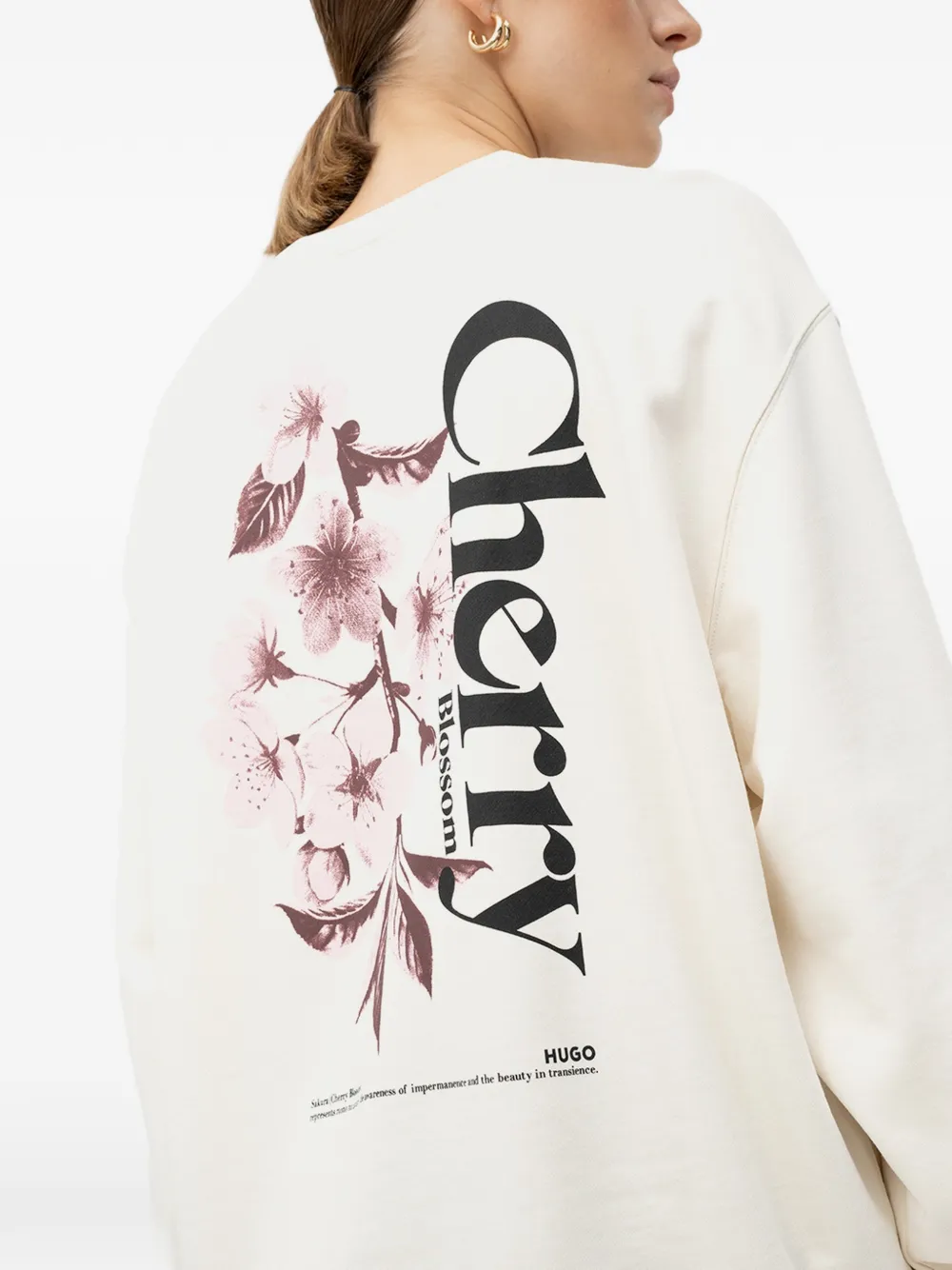 HUGO Sweater met kersenbloesem-print Beige