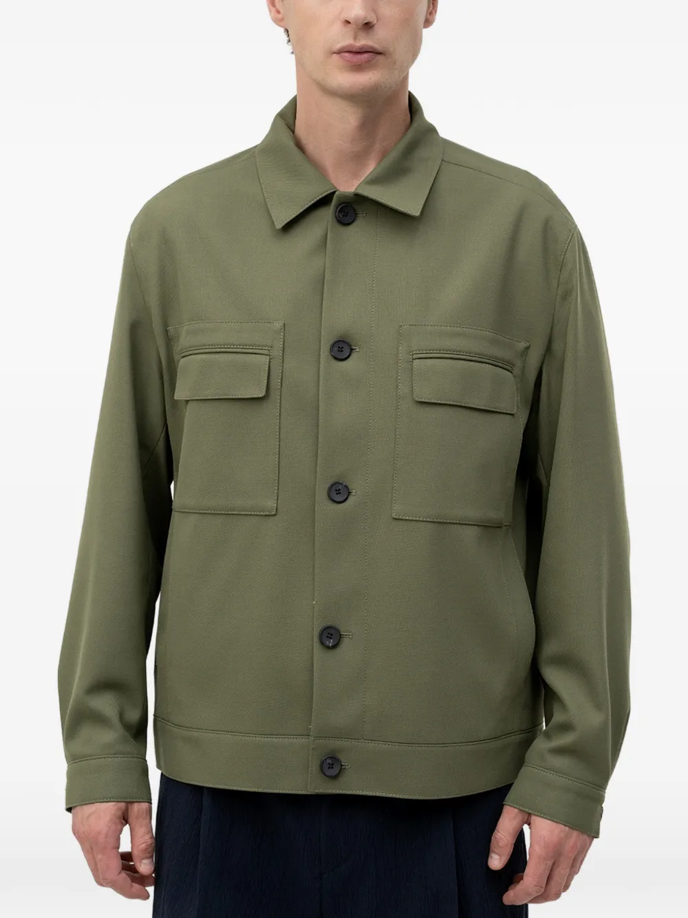 HUGO slim-fit blazer with patch chest pockets - Verde