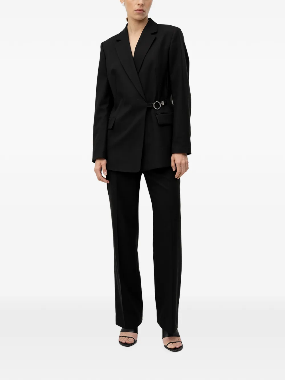 HUGO Blazer met gespsluiting en gekerfde revers Zwart