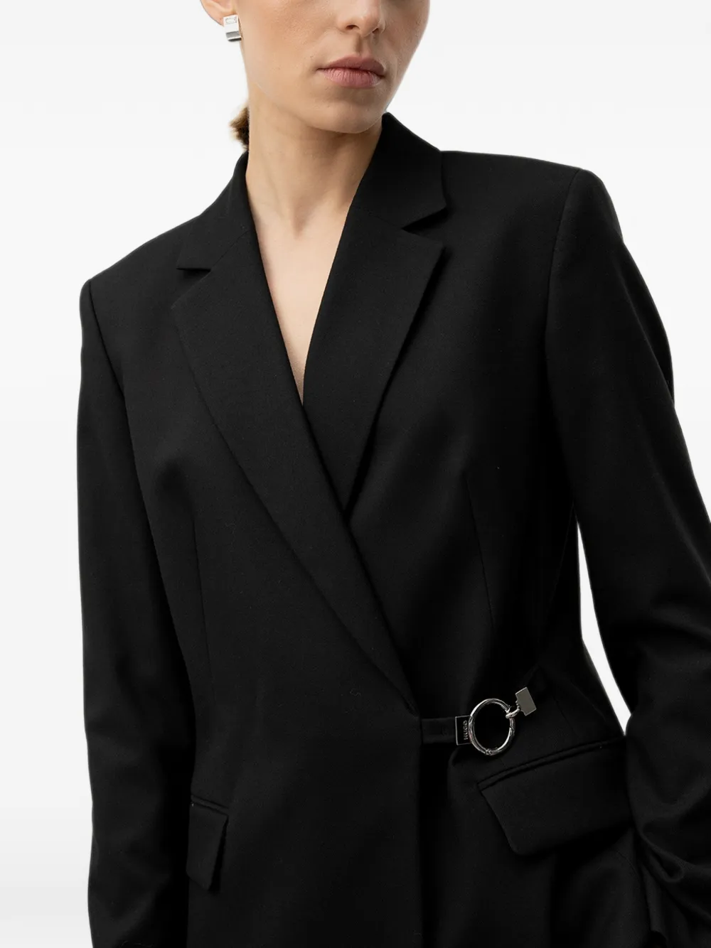HUGO Blazer met gespsluiting en gekerfde revers Zwart
