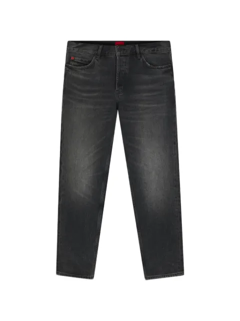 HUGO tapered-fit jeans in black stretch denim