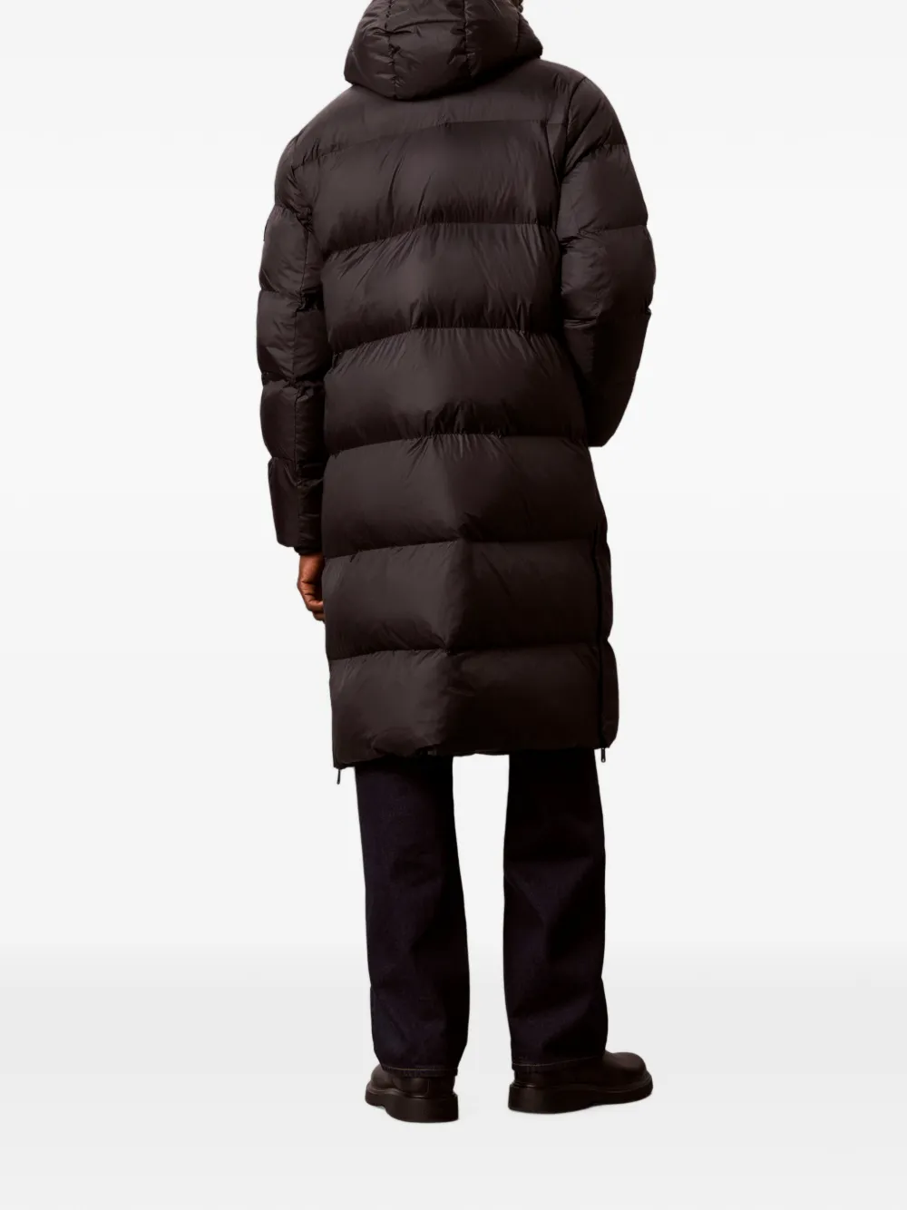Calvin Klein Lang gewatteerd jack met capuchon Zwart
