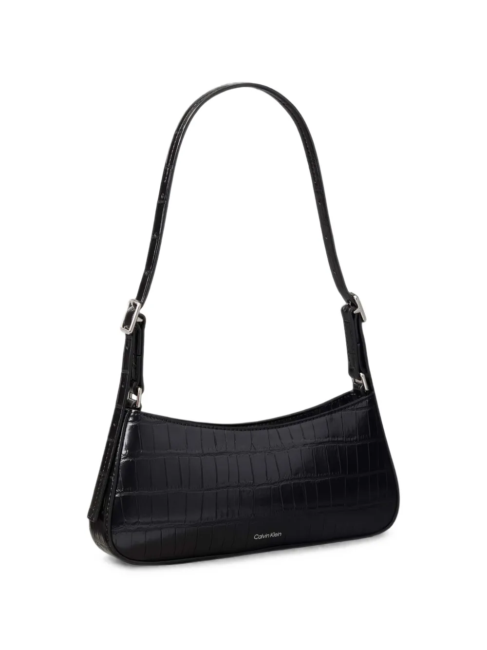 Calvin Klein Schoudertas met krokodillen-effect en monogram Zwart