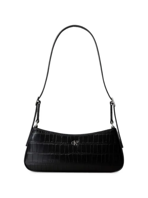 Calvin Klein Bolsa de ombro monogramada com efeito pele de crocodilo