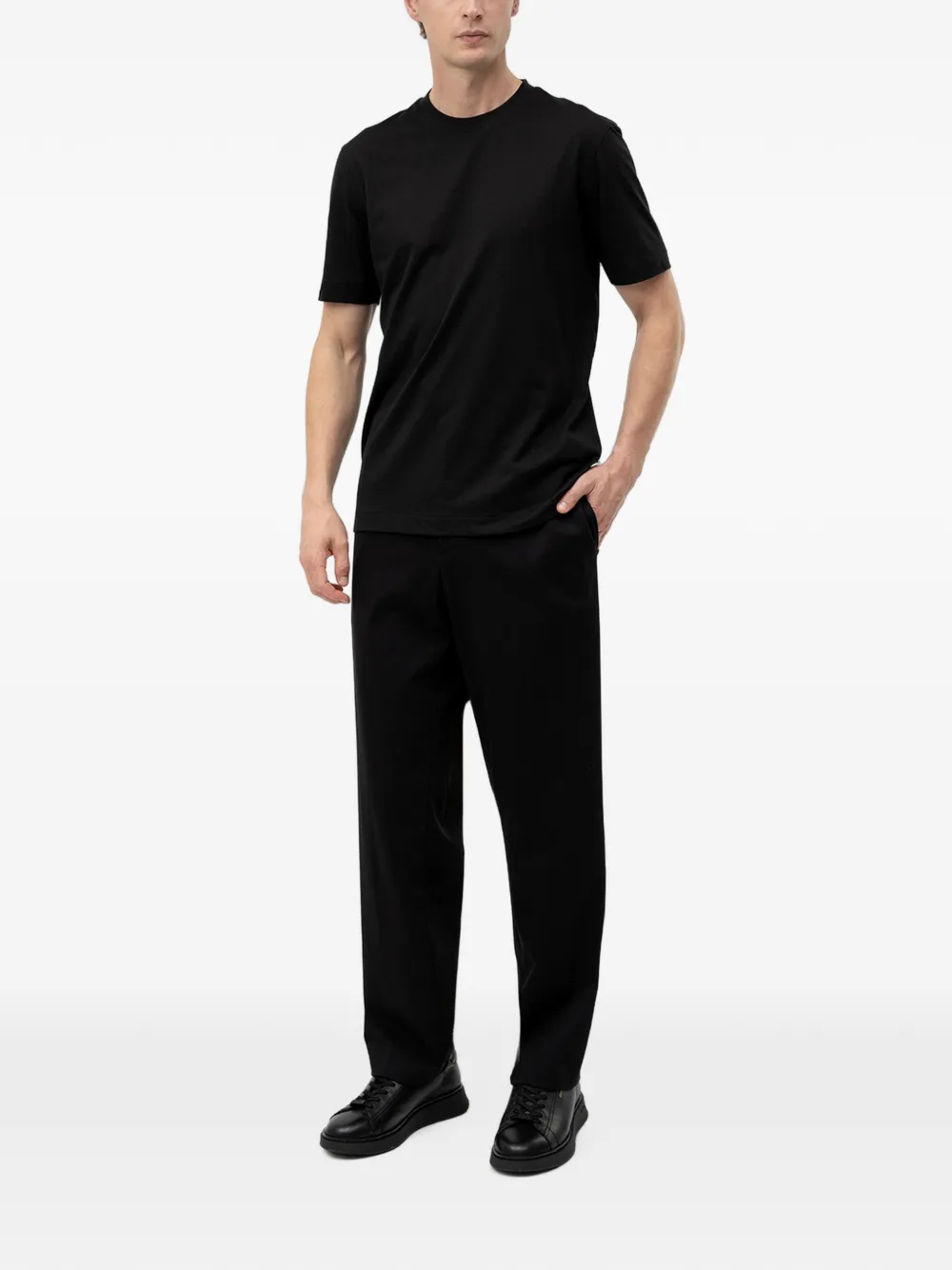 BOSS Broek met elastische tailleband Zwart
