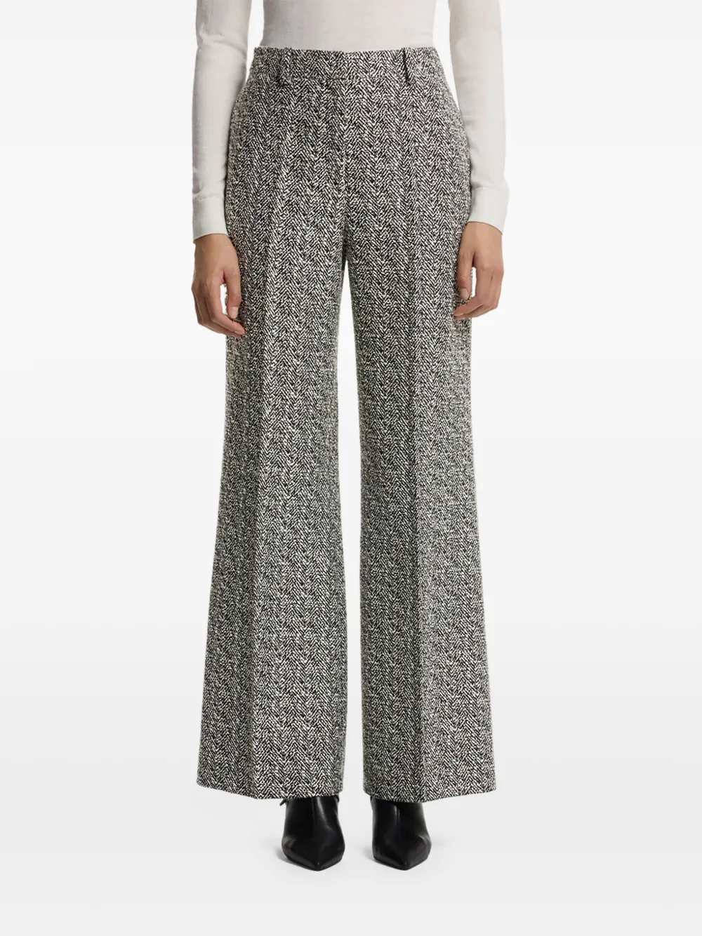 HUGO Regular-fit broek van stretch visgraat stof Grijs