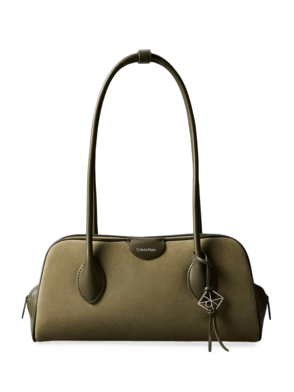 Calvin Klein suede-panelled shoulder bag - Verde