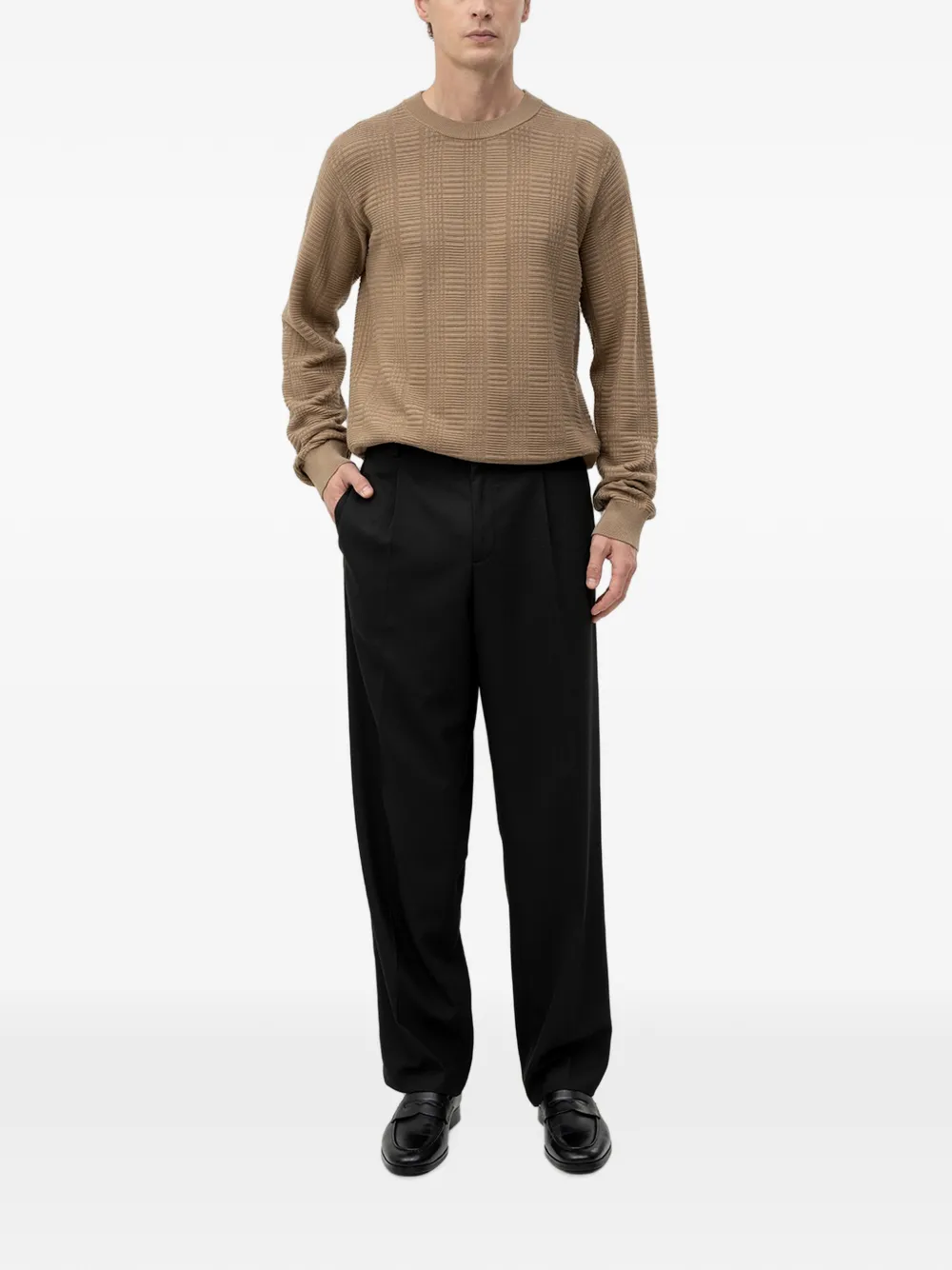 HUGO Gebreide trui met textuur Beige