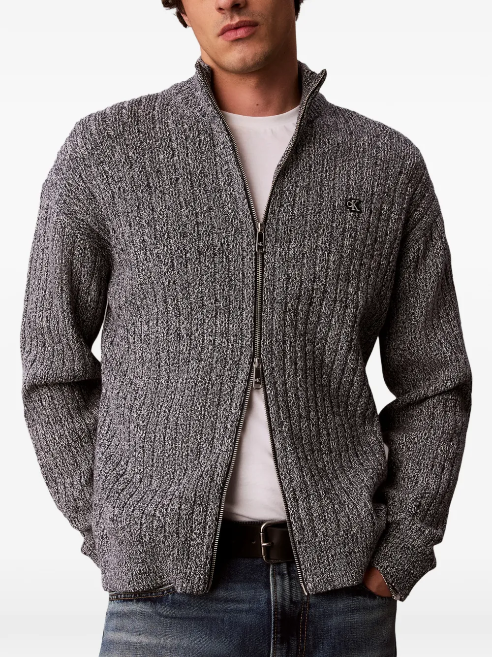 Calvin Klein Ribgebreid vest Grijs