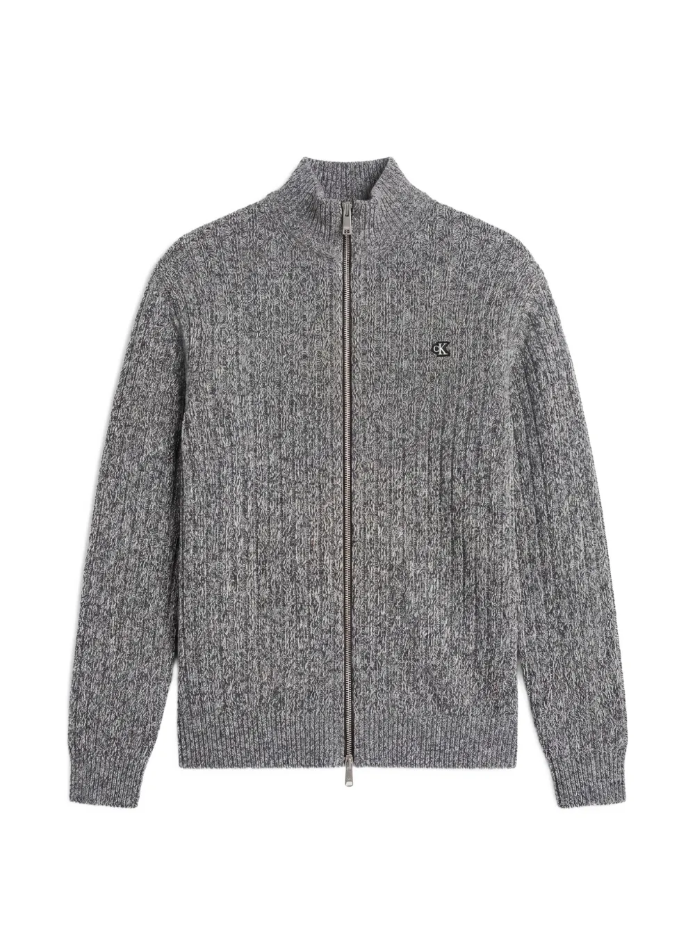 Calvin Klein ribbed-knit zip-up cardigan - Grau