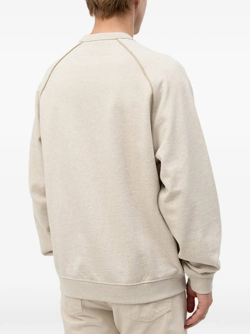 HUGO Ruimvallende katoenen badstof sweater met logo Beige