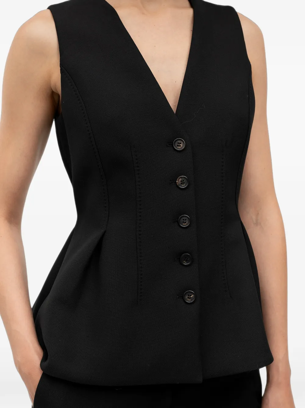 HUGO Gilet met peplum zoom Zwart