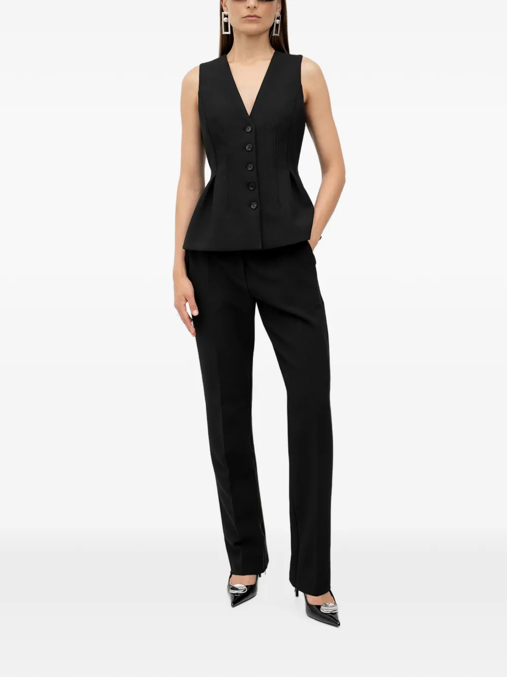 HUGO Gilet met peplum zoom Zwart
