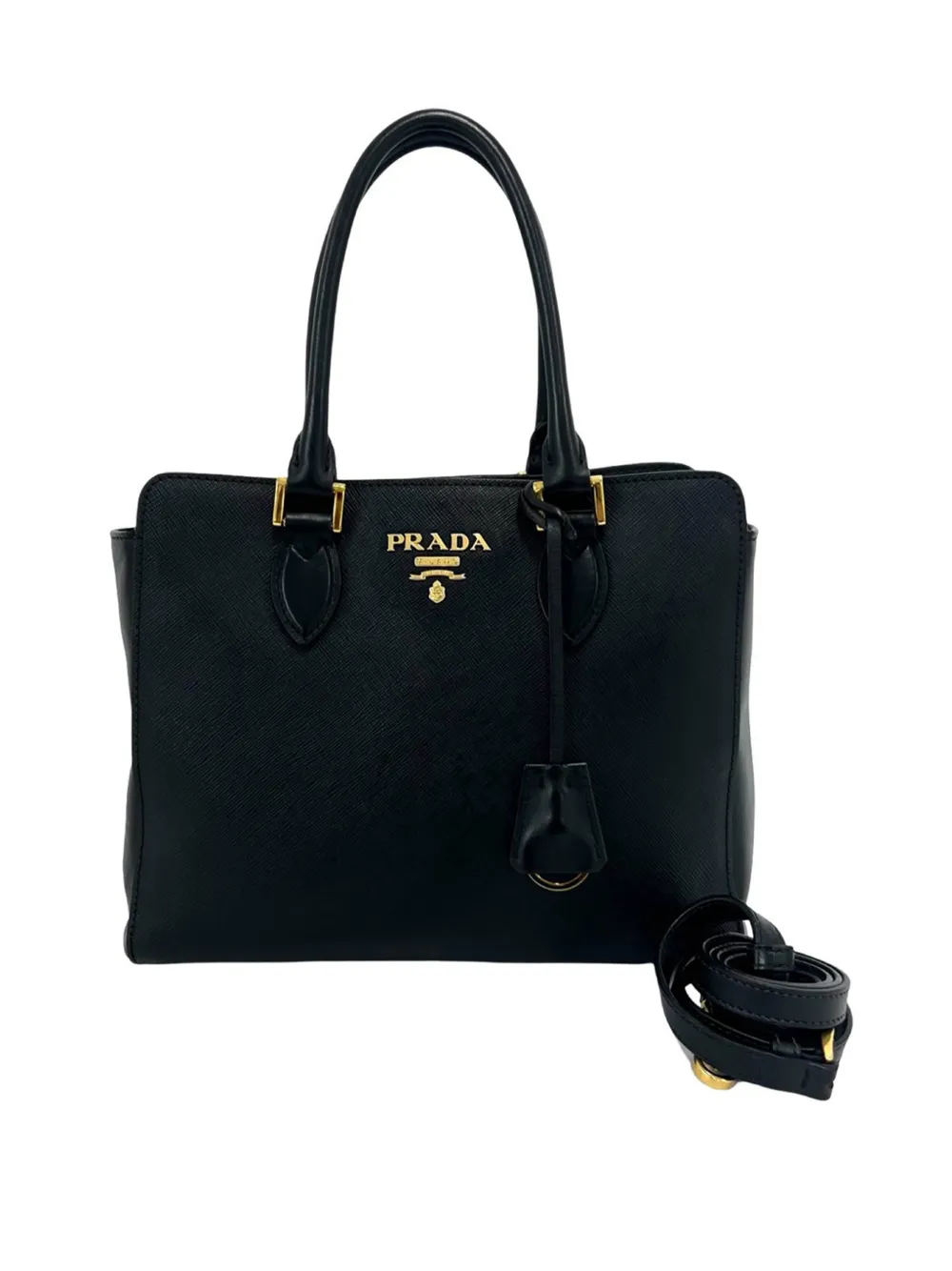 Prada Pre-Owned 2010-2026 Saffiano and Soft Calf satchel - Nero