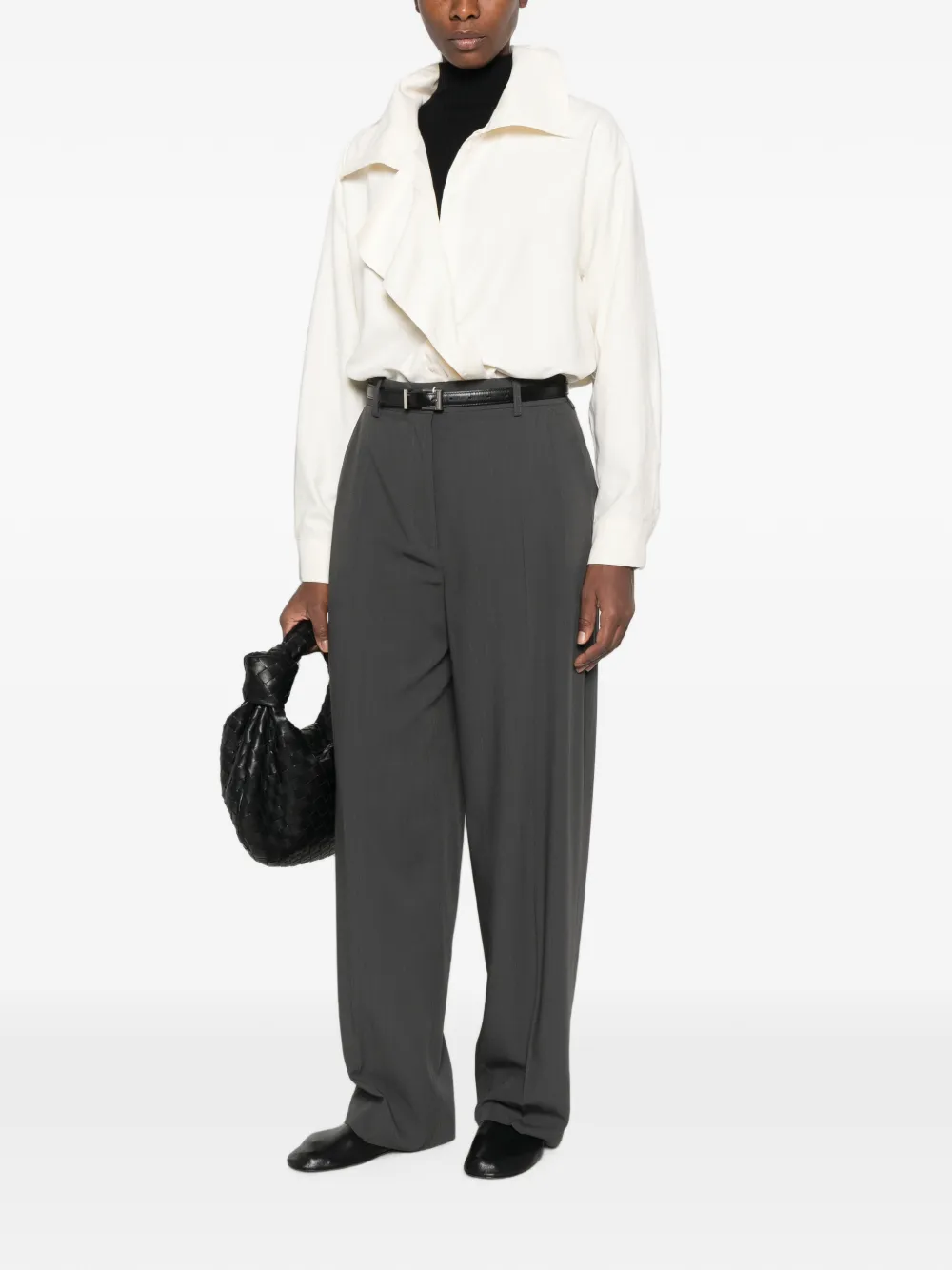 TOTEME High waist broek met wijde pijpen Grijs
