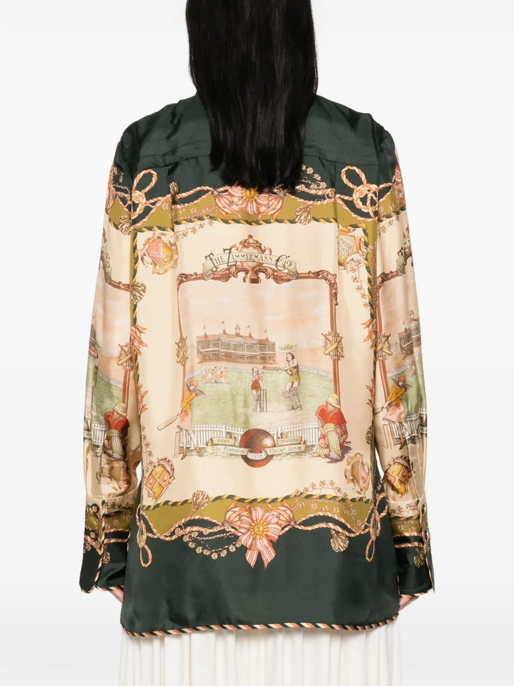 ZIMMERMANN Valiant zijden blouse met grafische print Groen