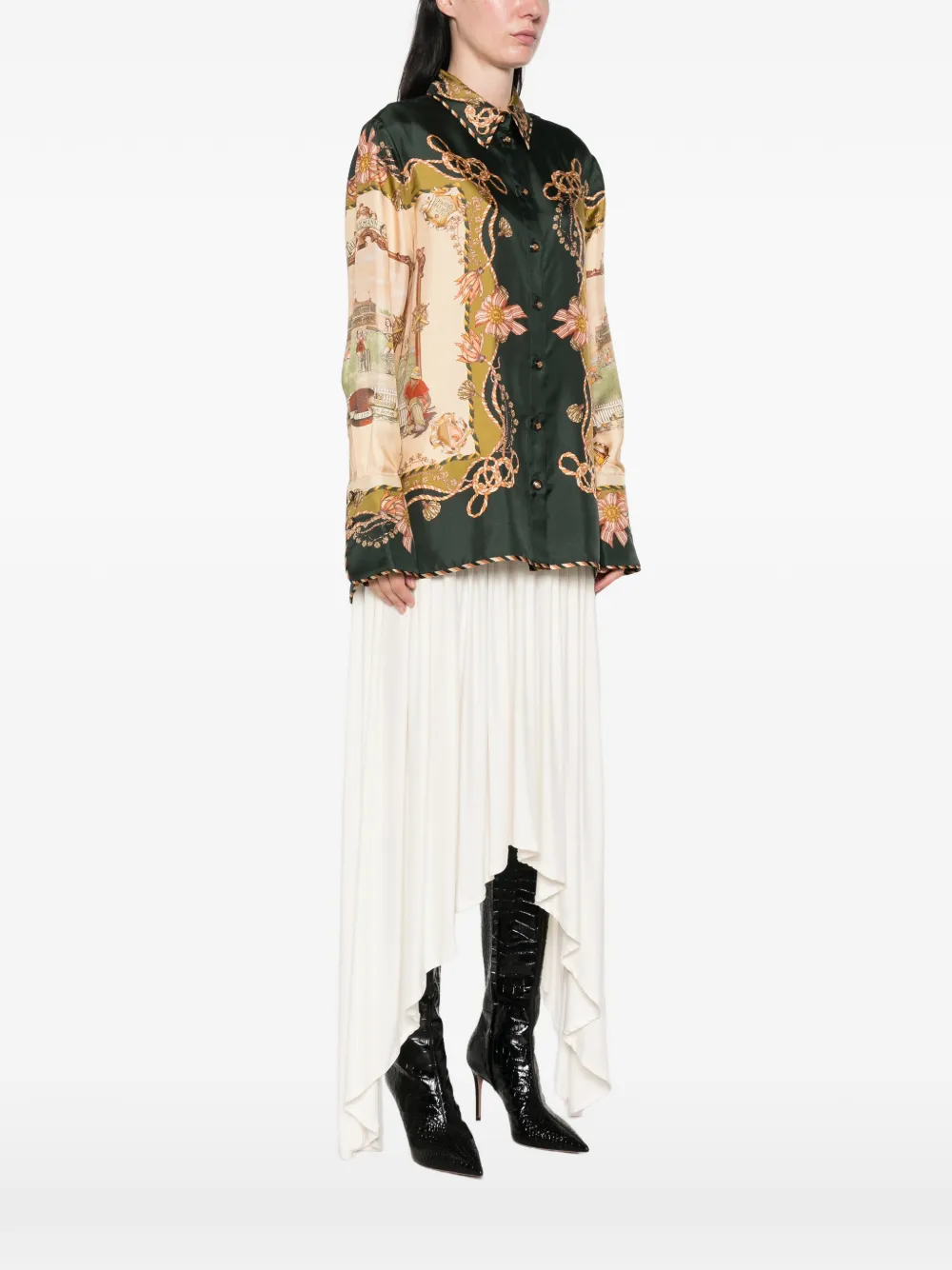 ZIMMERMANN Valiant zijden blouse met grafische print Groen