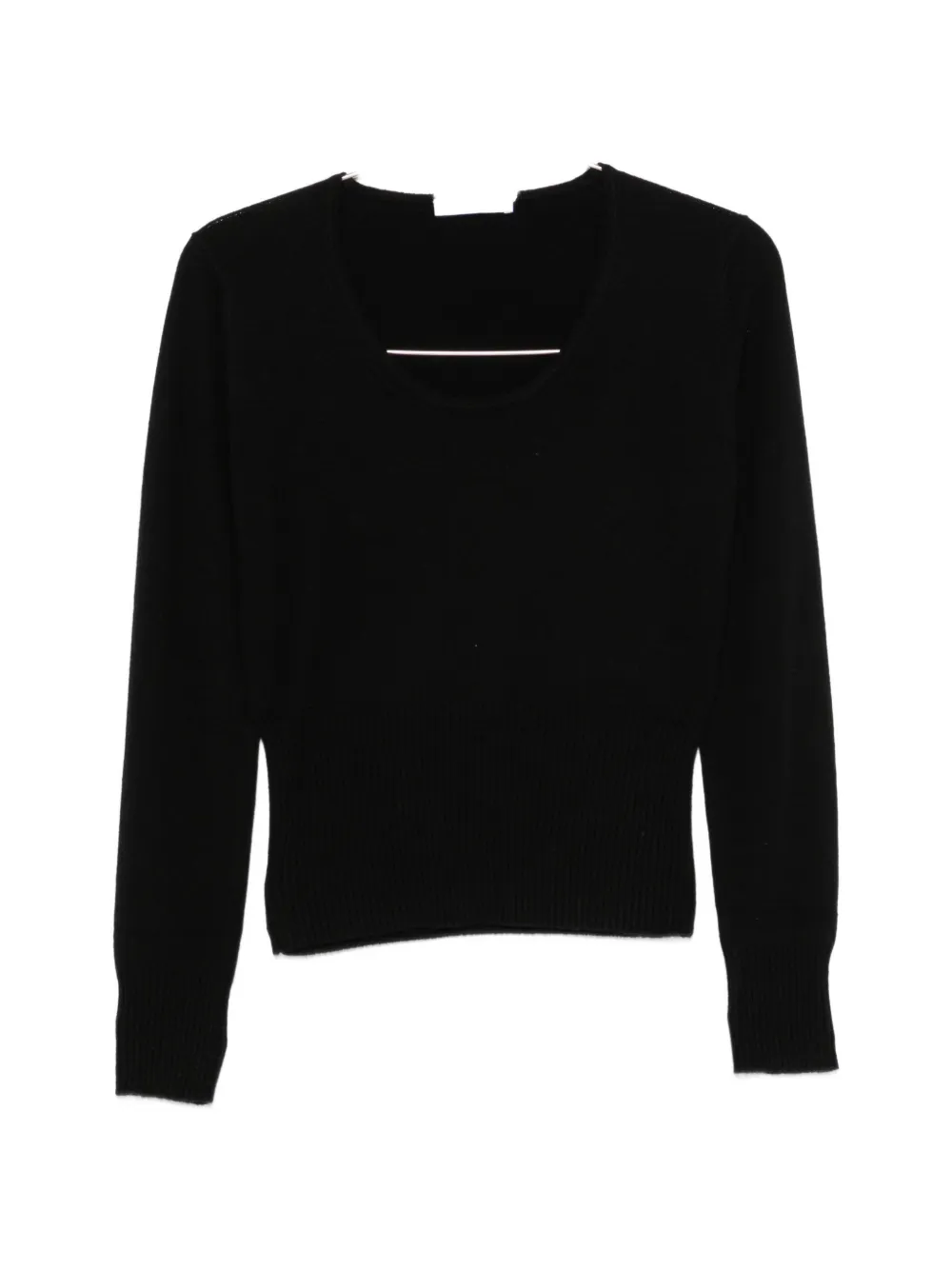 Max Mara Ribbed-knit Scoop-neck Sweater In Black