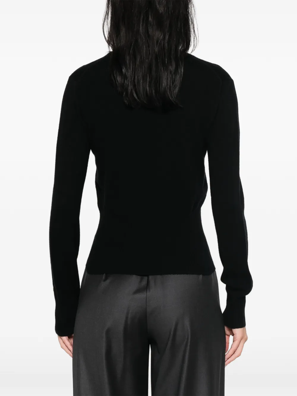 Max Mara Ribgebreide trui met diepe ronde hals Zwart
