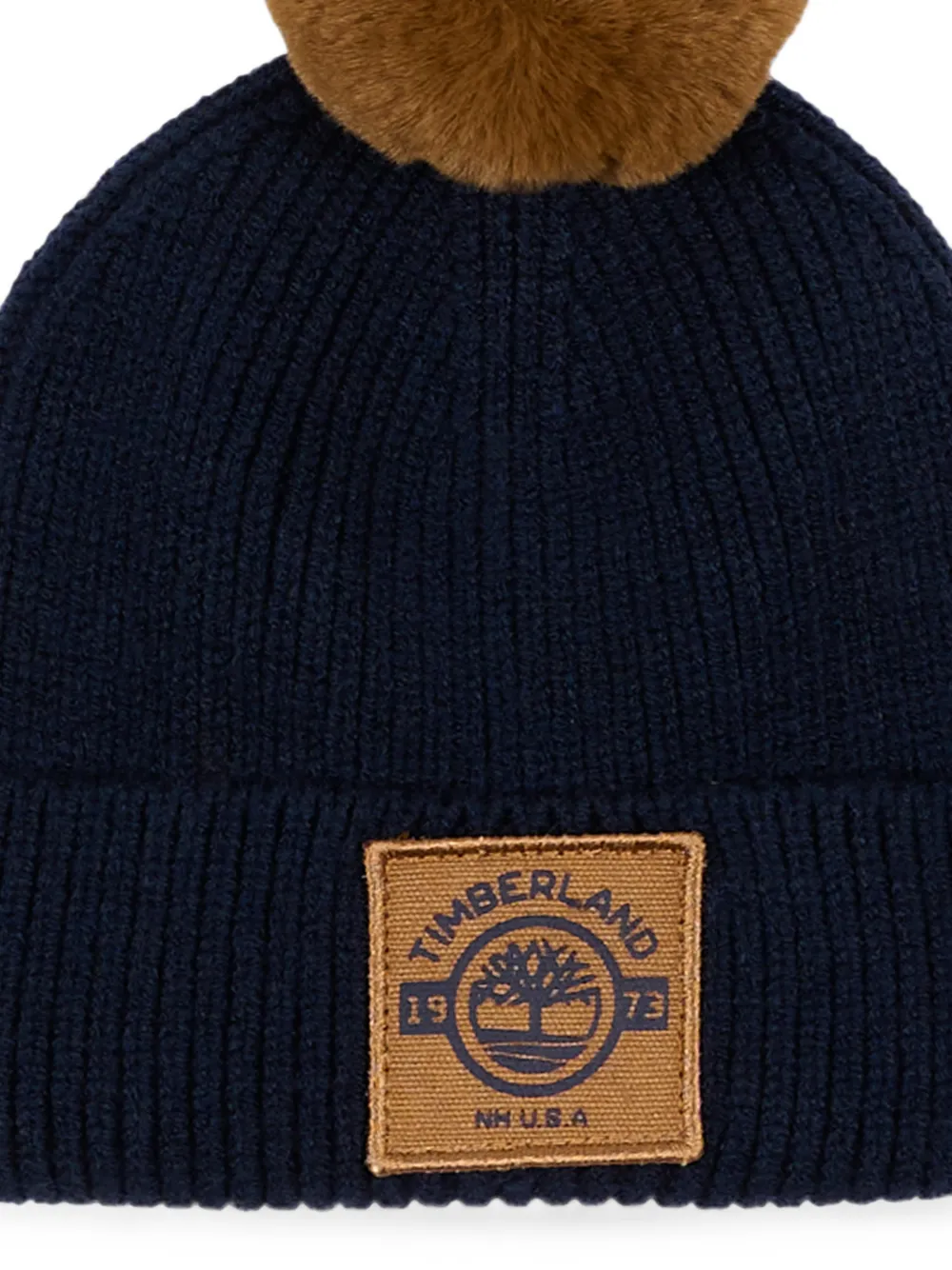 Timberland Kids Muts met pompon en logo-patch Blauw