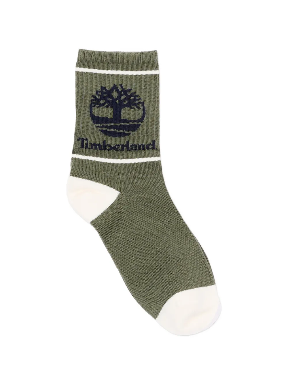 Timberland Kids Drie paar gestreepte sokken met logo-intarsia Beige