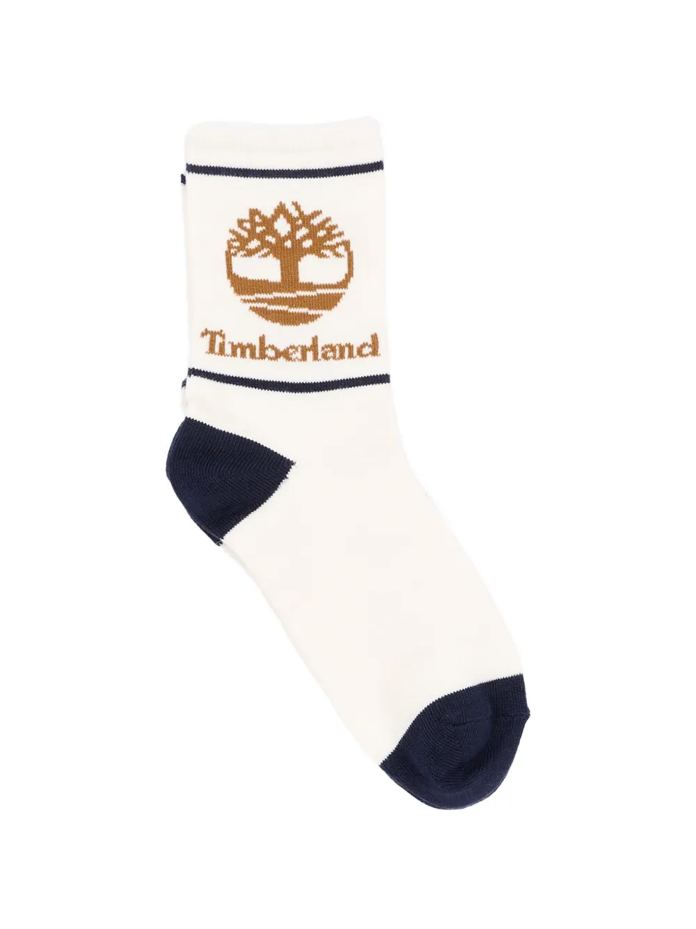 Timberland Kids Drie paar gestreepte sokken met logo-intarsia Beige