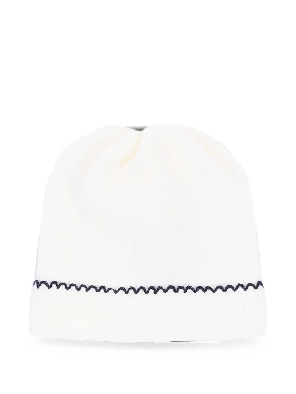Little Bear zigzag-stitch virgin-wool beanie hat - Bianco