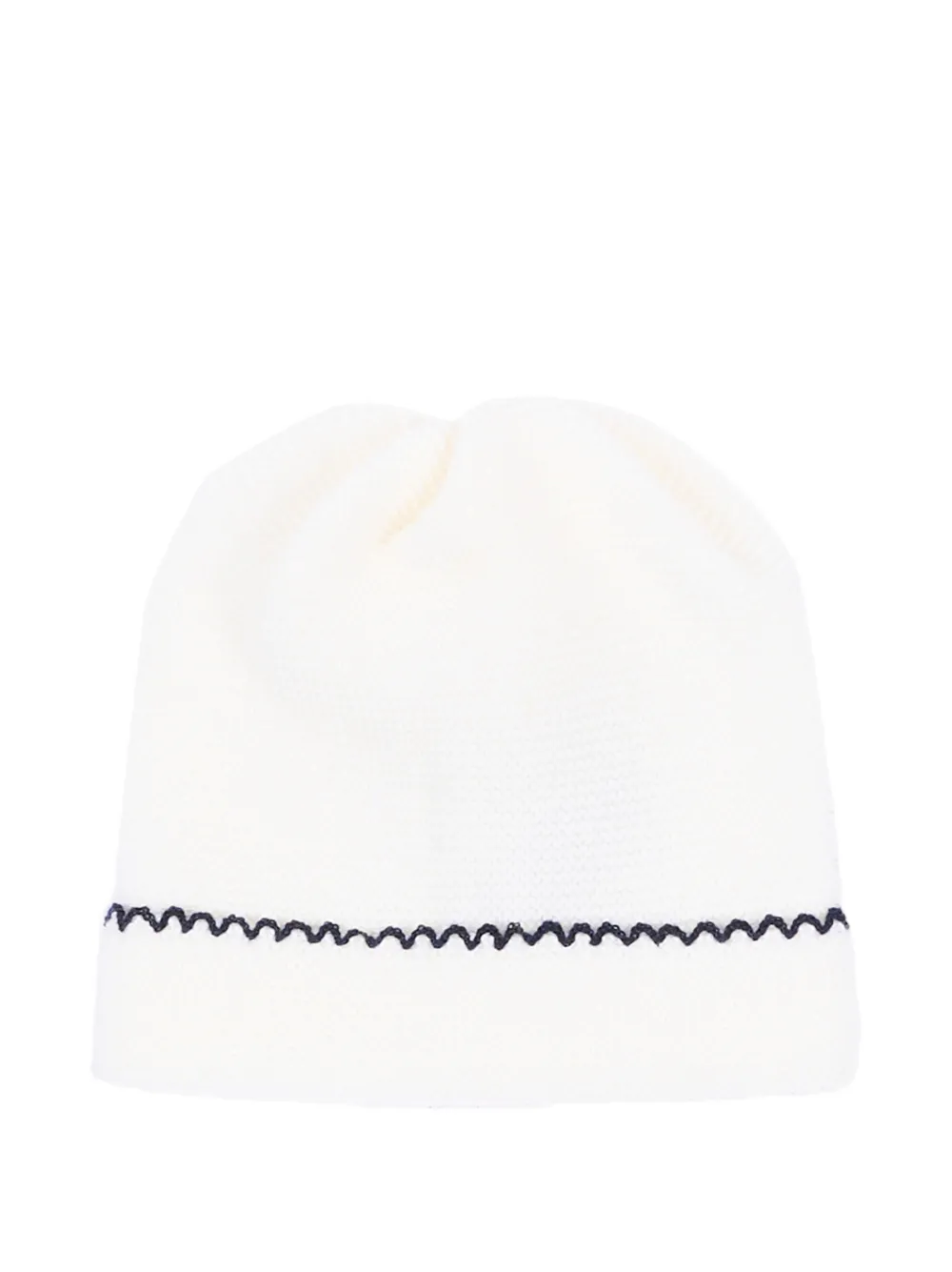 Little Bear zigzag-stitch virgin-wool beanie hat - Bianco