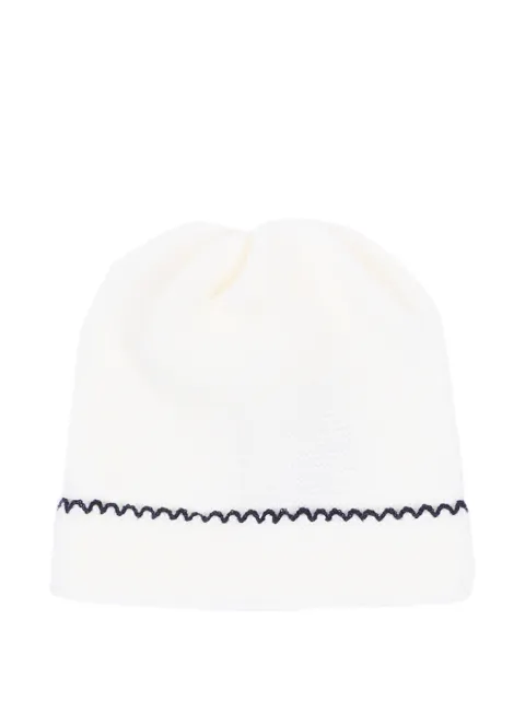Little Bear zigzag-stitch virgin-wool beanie hat